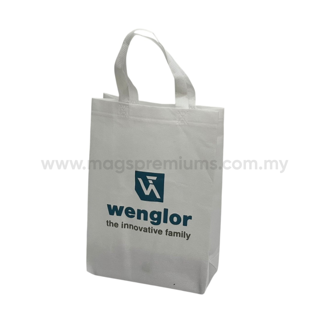 A4 Non Woven Bag - Ultrasonic A4 non woven bag with custom logo printing in white material, reusable promotional tote bag with carry handles for events, corporate branding and giveaways