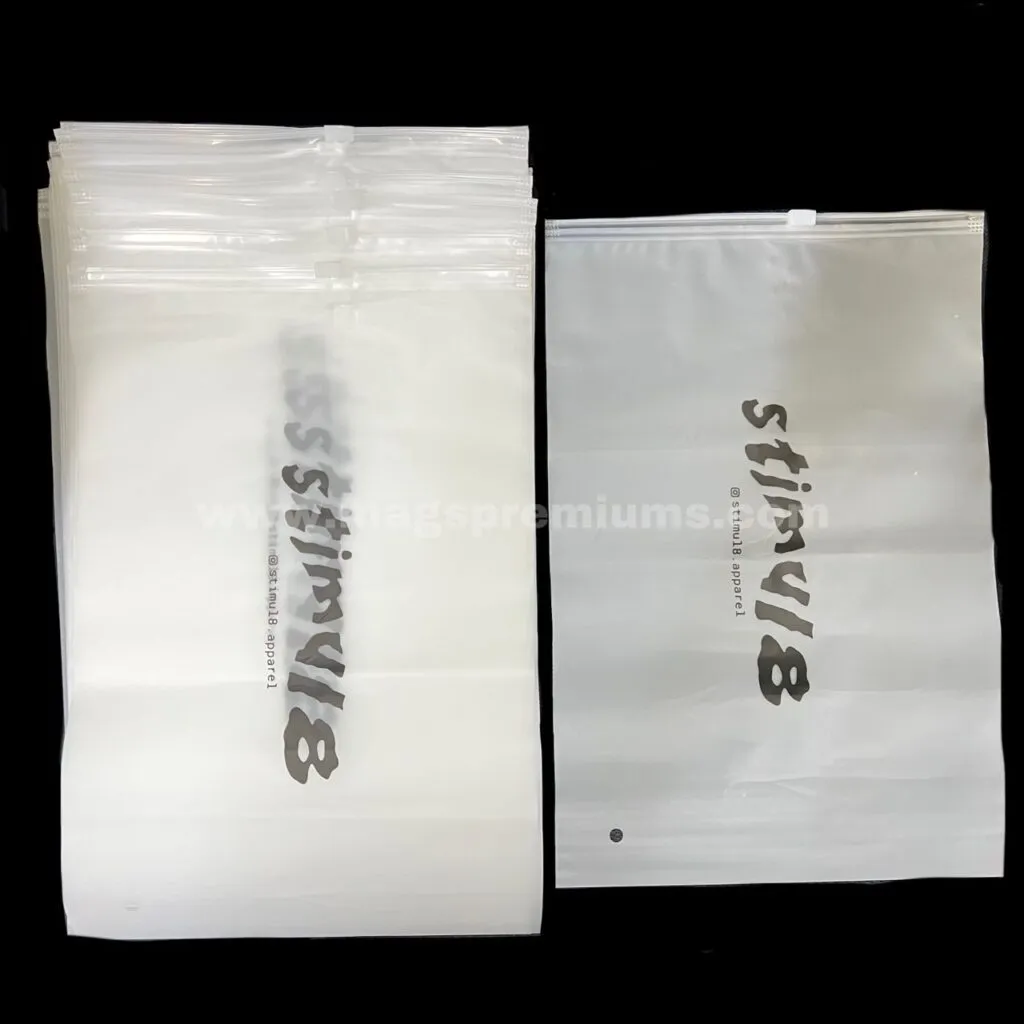 Frosted ziplock bag with soft matte appearance