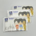 Cartoon design wet tissue packs for events