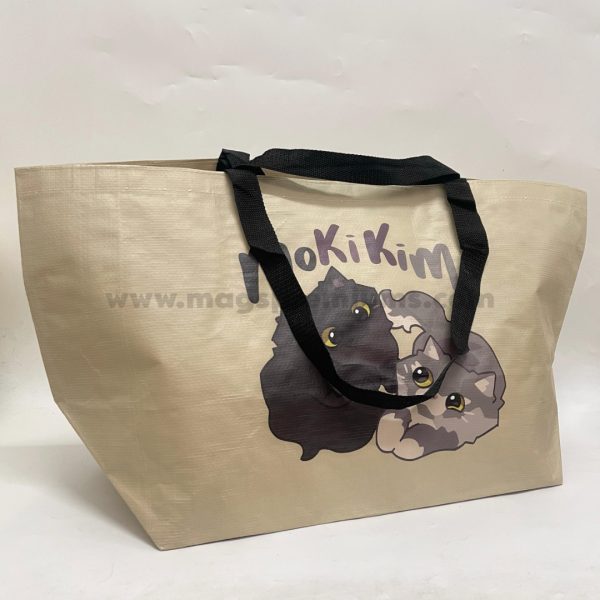 Printed polypropylene woven bags designed for eco-friendly shopping, brand marketing, and trade shows. Strong and stylish, perfect for carrying various items while promoting your business.