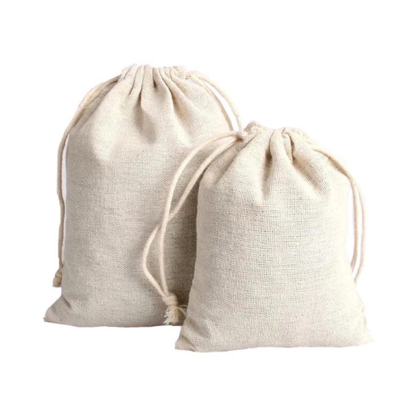 Natural Canvas Drawstring Pouch