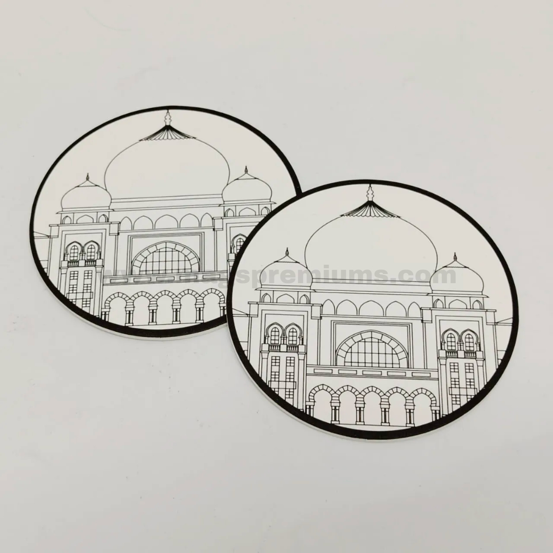Cardboard Coaster Printing Black and white mosque design coaster