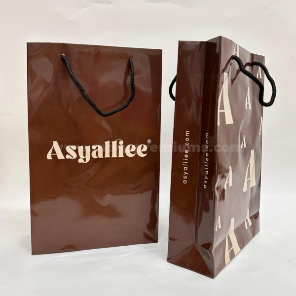 Custom art card paper bag with personalized logo printing, ideal for corporate events, premium packaging, and promotional branding.