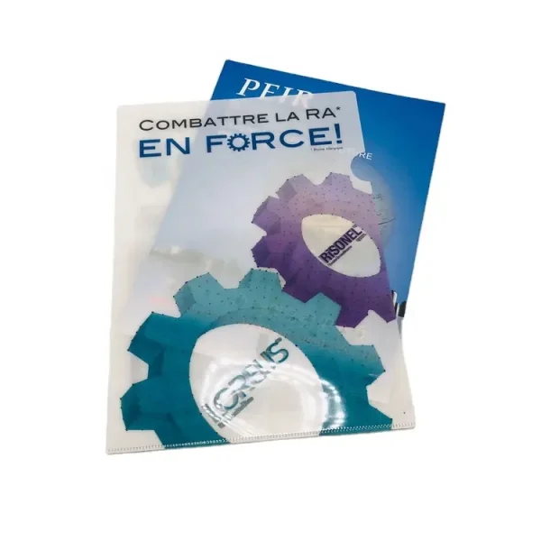 Custom corporate file folders with logo and name card holder, designed for reports, meetings, and promotional purposes. Bulk orders available in Malaysia