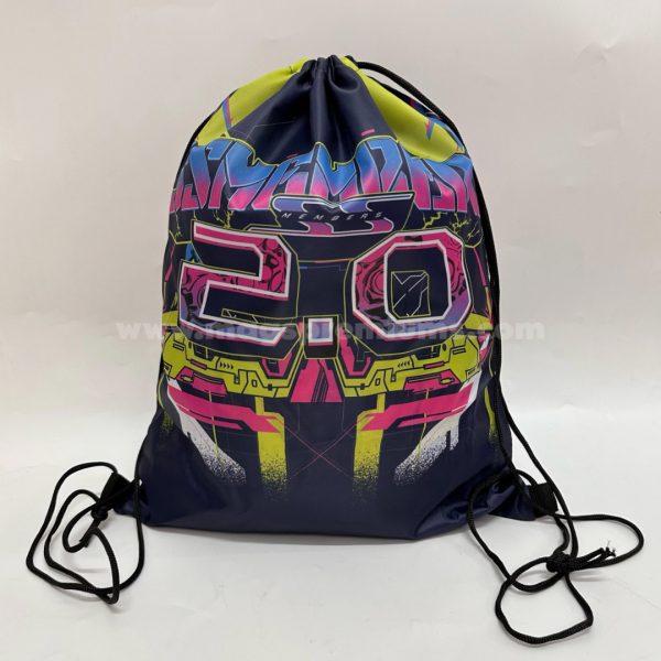 Personalized drawstring bag for sports, travel, and everyday use. Customizable with company logos and unique designs