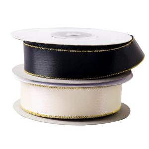 Satin ribbon with gold edge