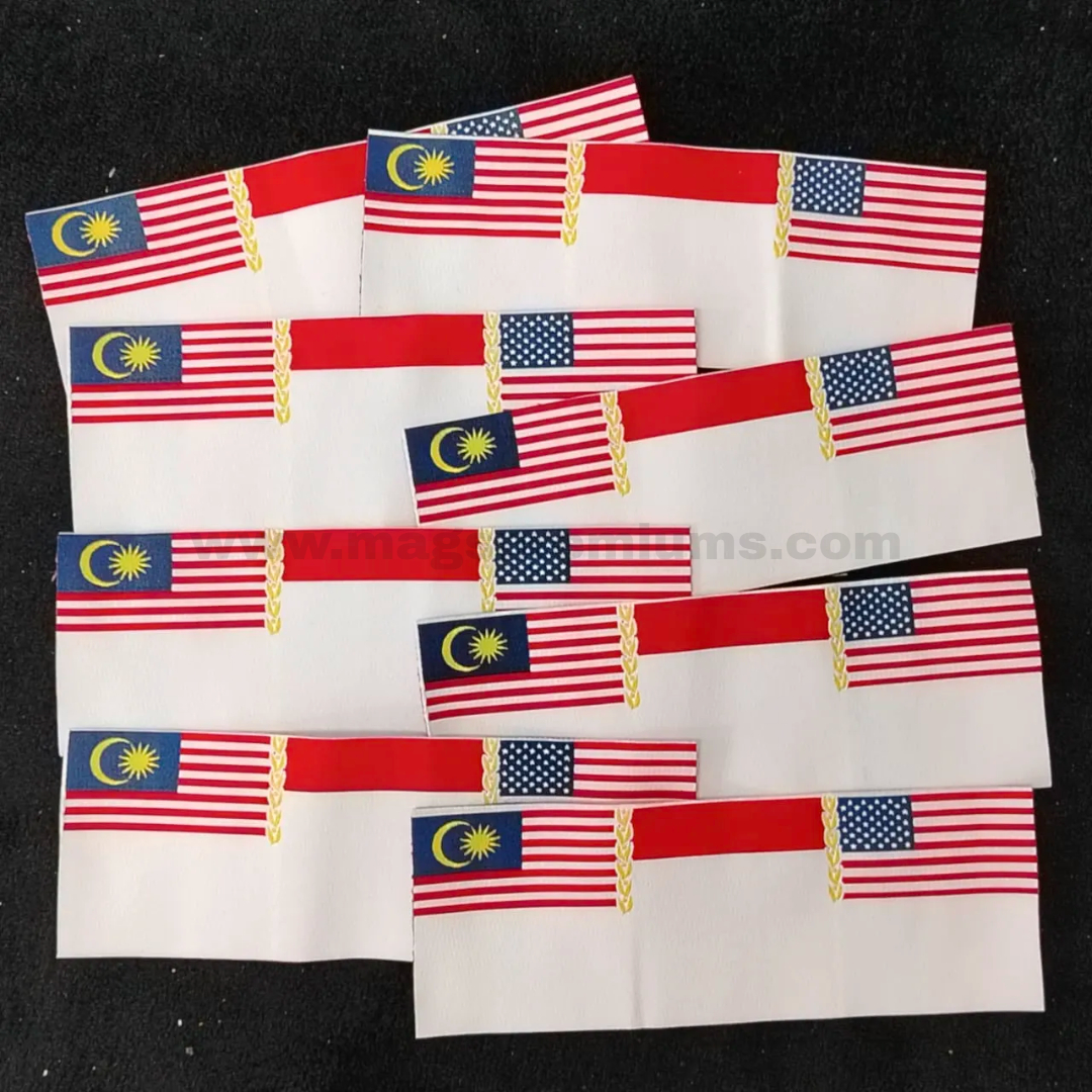 Woven Labels Woven labels with malaysia and usa flag design