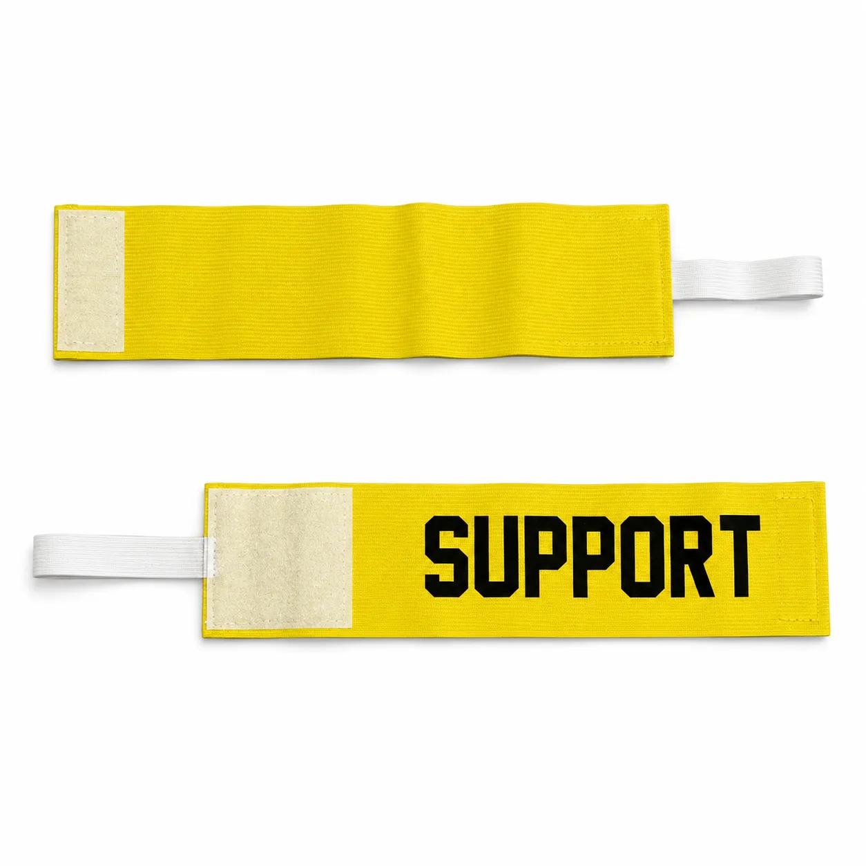 Captain Armband Printing Yellow captain armband with bold black lettering, custom sports captain armband for football teams, tournaments, and training sessions