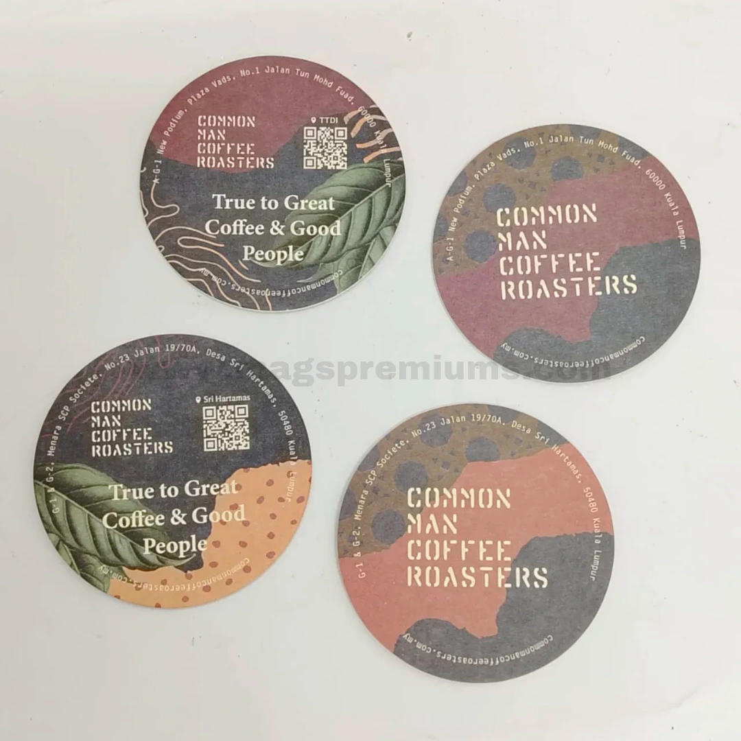 Beer Coaster Printing Custom printed cardboard coaster with coffee shop branding and full color artwork