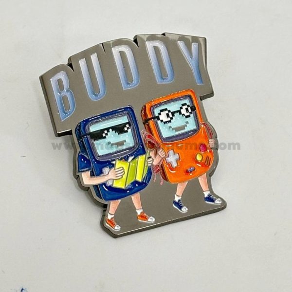 Custom soft enamel pins with various backings and packaging options, ideal for product branding, launch events, and corporate recognition.