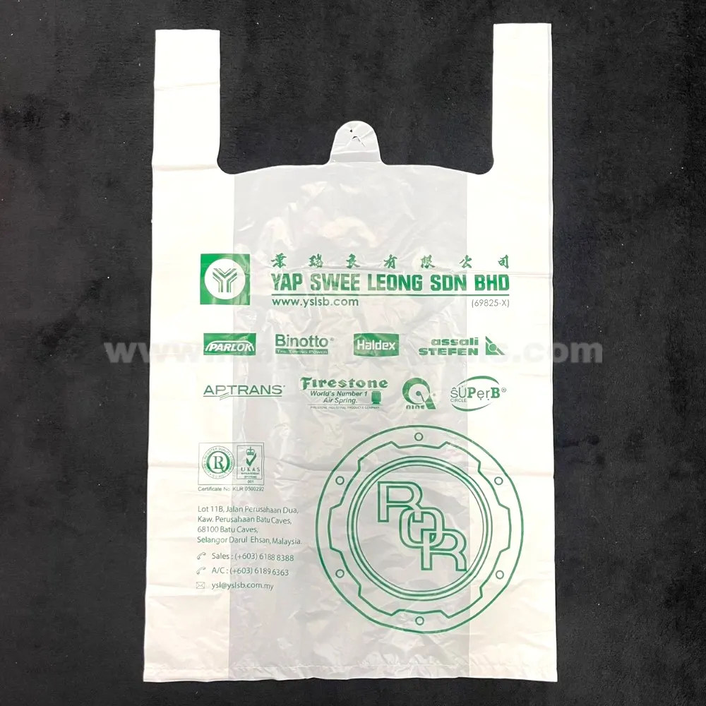 Plastic Bags Wholesaler Custom HDPE t-shirt plastic bag with company logo and corporate branding