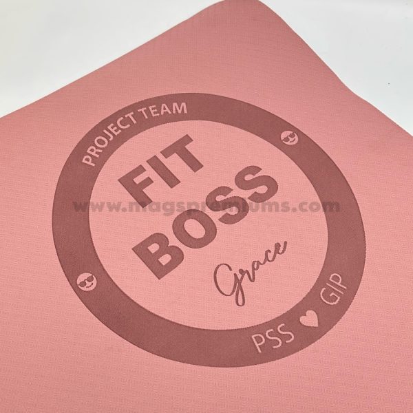 Custom branded yoga mats with logo printing, perfect for corporate wellness programs, fitness promotions, and event giveaways. Bulk orders available