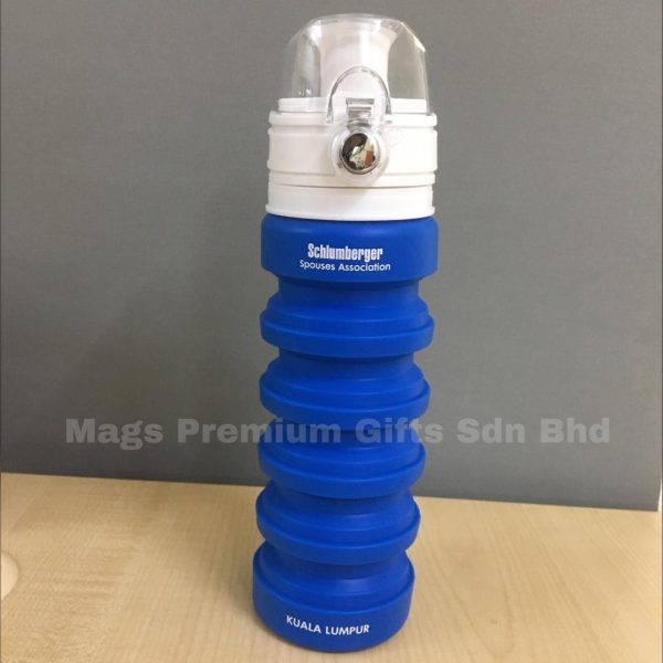 foldable silicone water bottle blue
