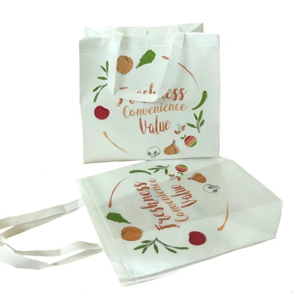 Branded woven bags with custom logo printing, designed for sustainable packaging, corporate branding, and retail promotions. Affordable bulk printing in Malaysia