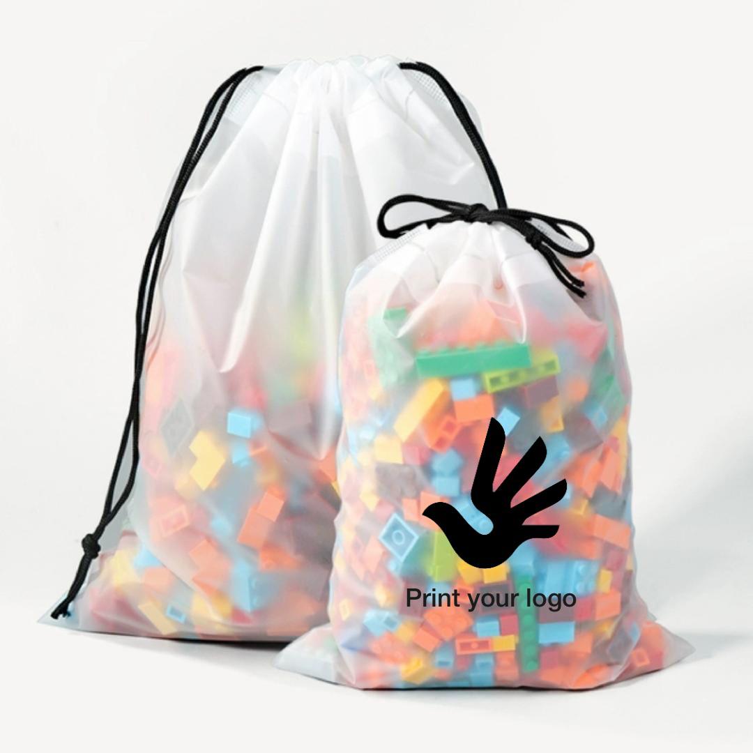 plastic drawstring bag with logo