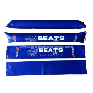 Personalized inflatable cheering sticks for stadium events, team spirit rallies, and marketing campaigns. Durable, reusable, and available in various colors. Fast bulk printing in Malaysia.