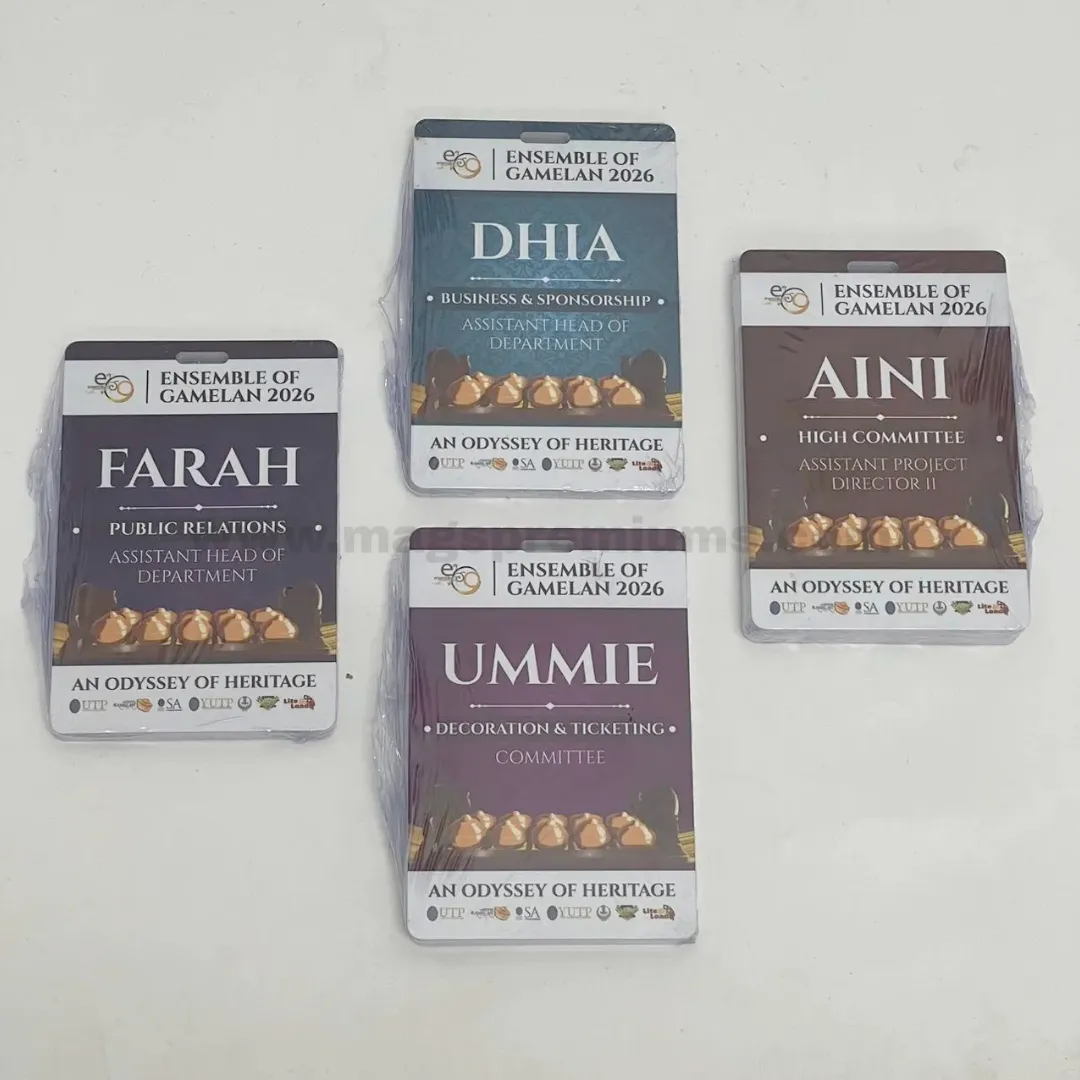 PVC Card Printing / ID Card Printing Custom PVC ID card printing with full-color event name badges, featuring attendee names, committee titles, and event branding for conferences, seminars, exhibitions, and corporate functions.