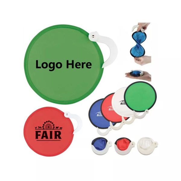 round nylon folding fan with pouch