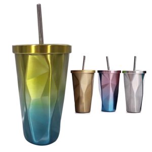 stainless steel cup with straw