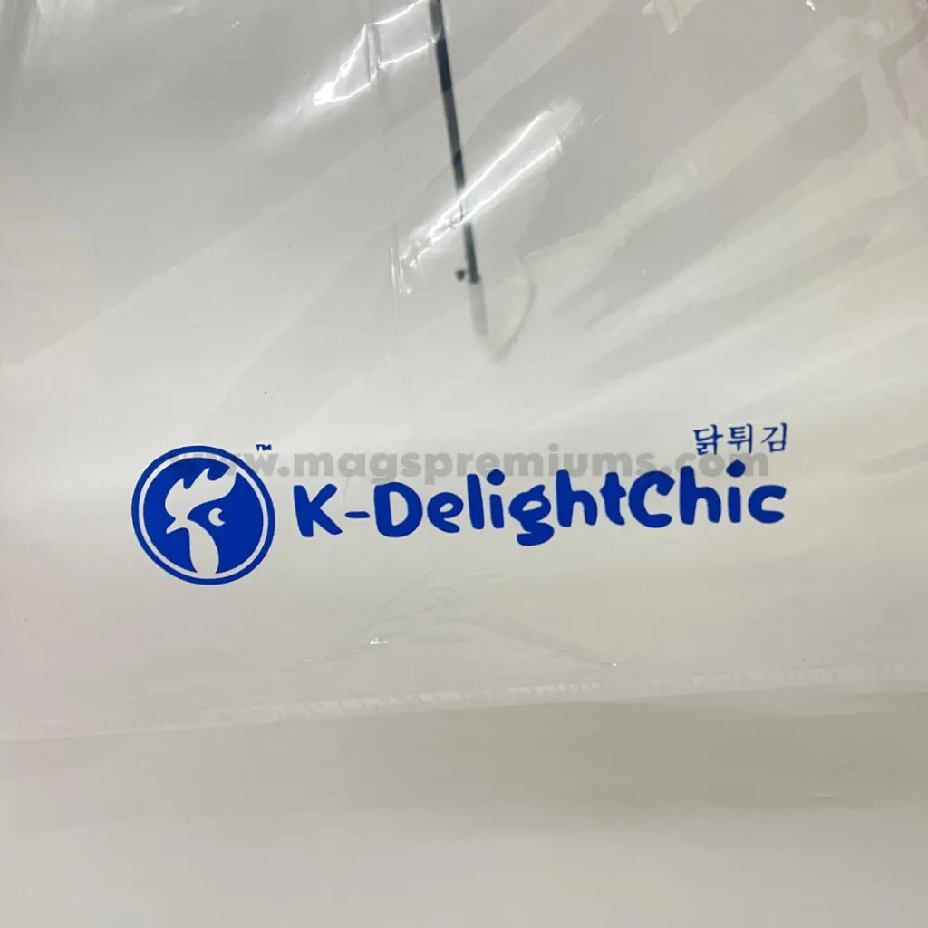 Printed umbrella showing logo design for promotional use