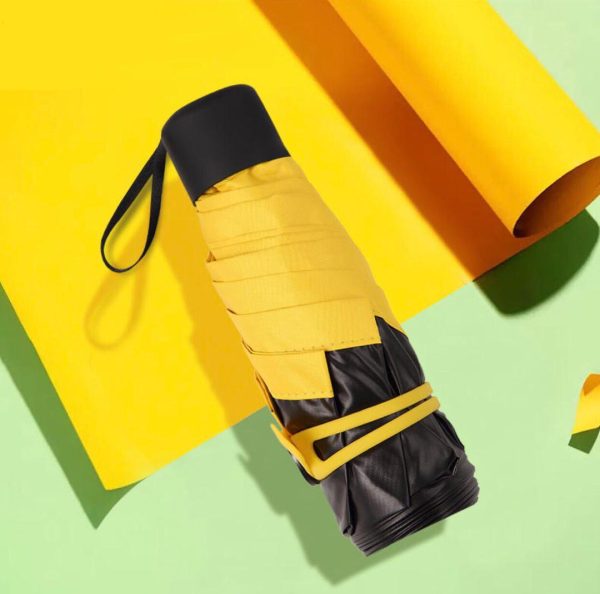 yellow Mini five folding umbrella