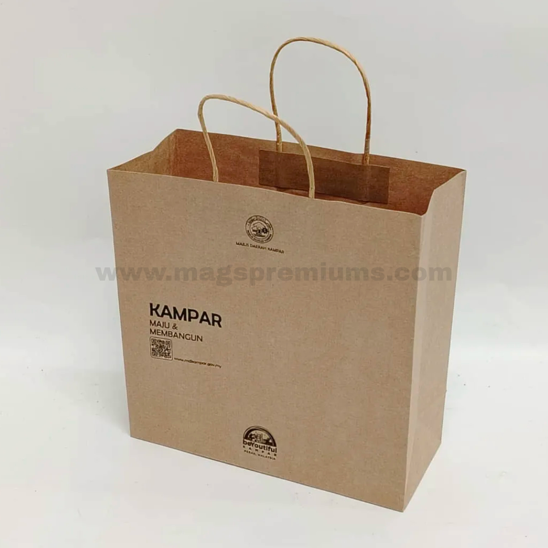 Kraft Paper Bags Printed kraft paper bags for corporate gifts and packaging. Customise your artwork and order now.