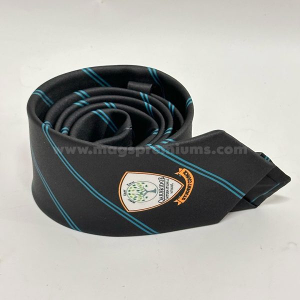 Custom printed tie with personalized logo, perfect for corporate uniforms, events, and promotional branding. Bulk orders available in Malaysia