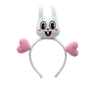 cute white bunny plush headband with pink heart ears for kids party accessories