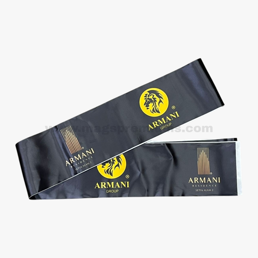 Ribbon Cutting Ceremony Supplier Custom ribbon cutting ceremony ribbon with premium black printed ribbon and gold logo branding for grand opening and launch events