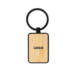 metal keychain with bamboo