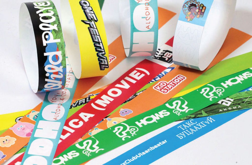 Colorful Tyvek wristbands for festivals marathons and carnivals