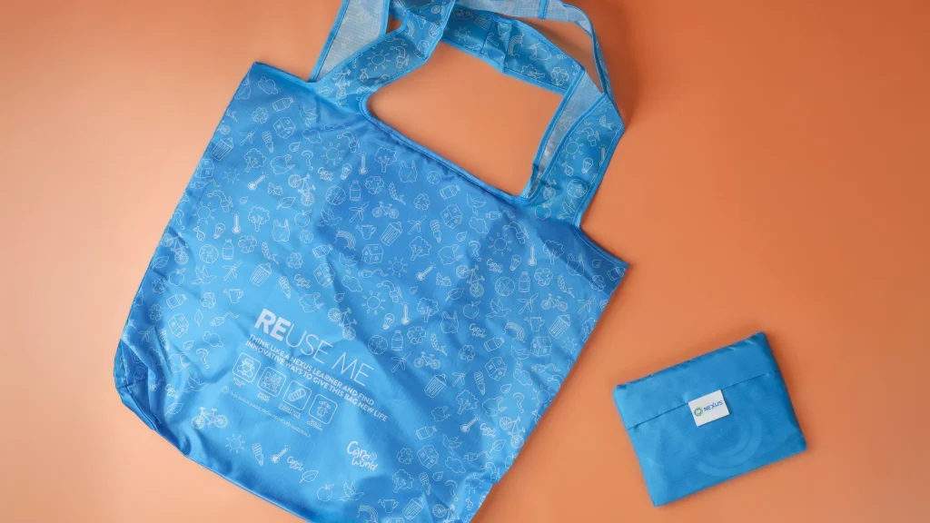 custom reusable shopping bag made from rept ripstop