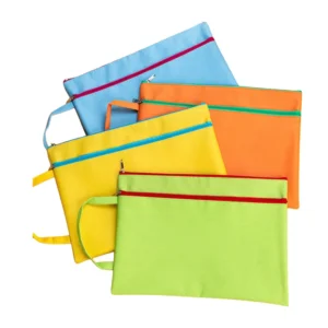 Large canvas zipper storage bag with handle, vertical product view