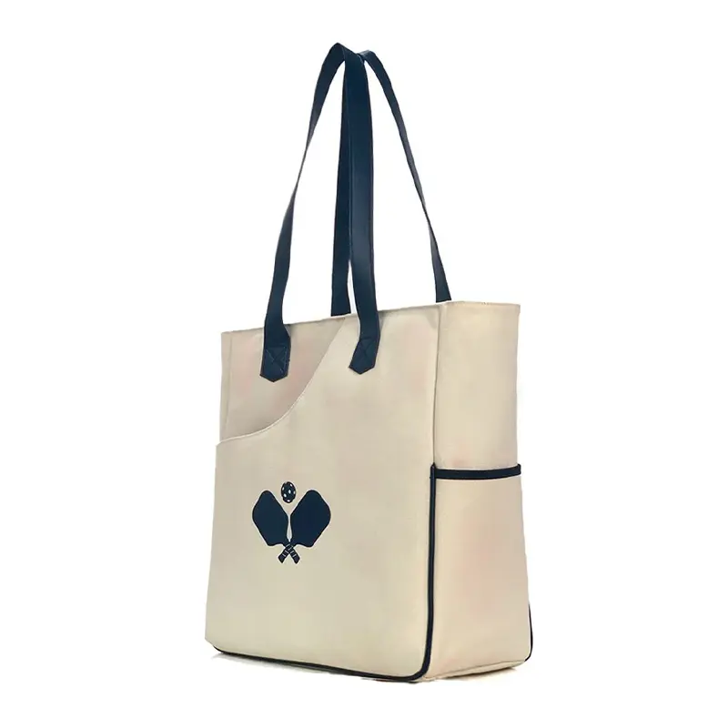 Custom Pickle Ball Bag Canvas tote bag with structured shape, side view