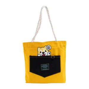 Custom tote bag with front pocket and rope handle, full product view