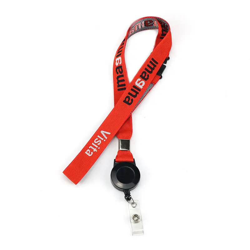 Custom Retractable Lanyard red custom retractable lanyard with printed logo and id card attachment