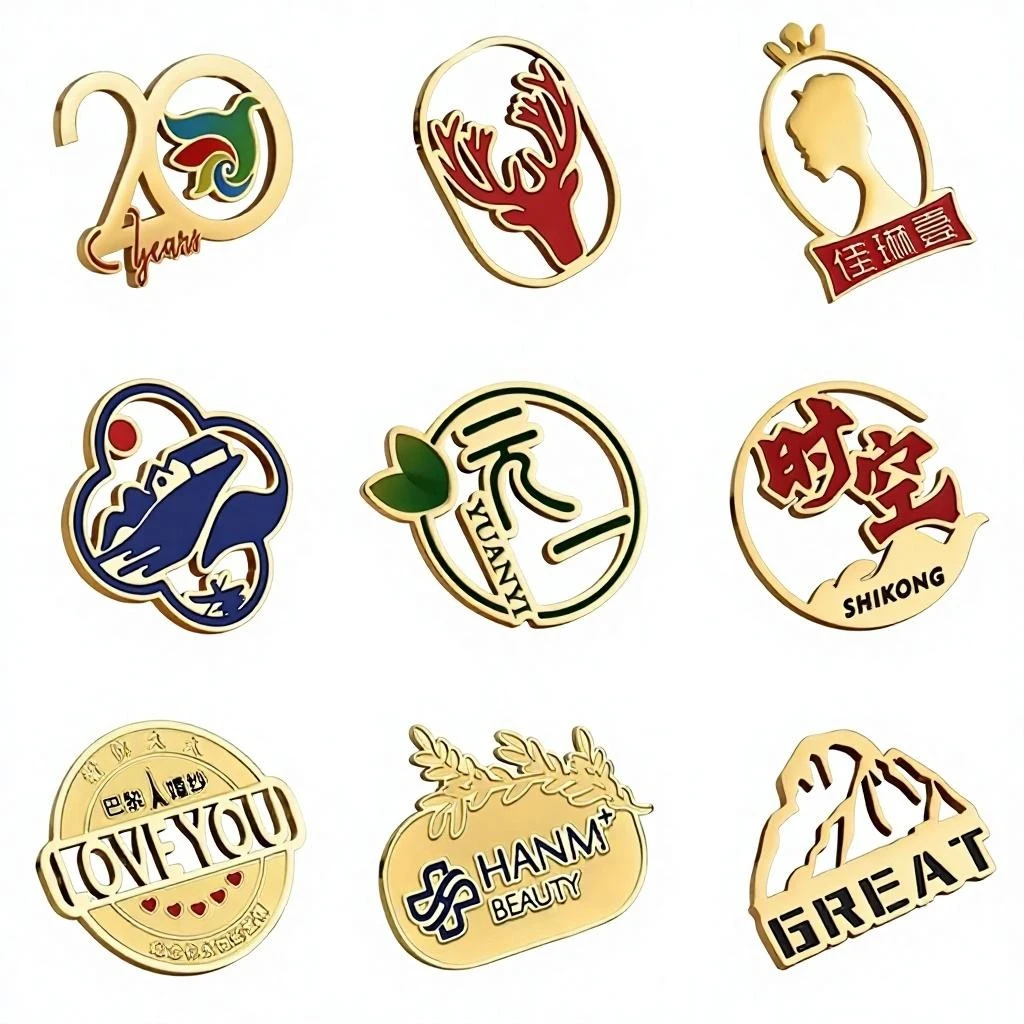 Custom Name Brooch assorted custom enamel lapel pins with gold plating and logo design