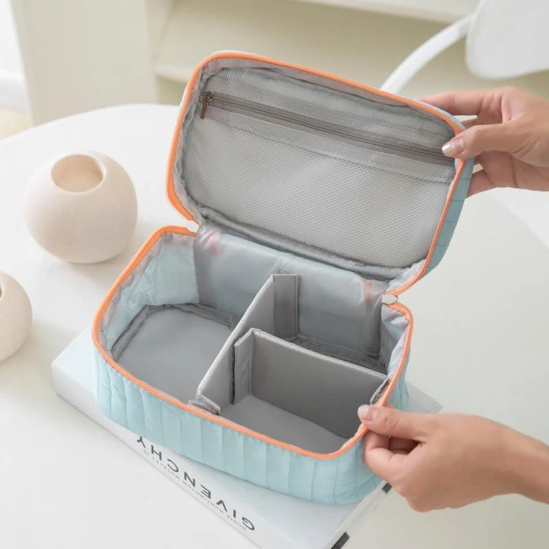Customize Make Up Bag open cosmetic organizer bag with compartments and zipper closure