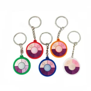 assorted round colour wheel keychains in multiple colour combinations