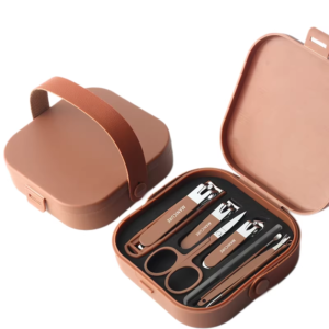 custom 8pcs manicure set with travel case including nail clippers scissors and grooming tools