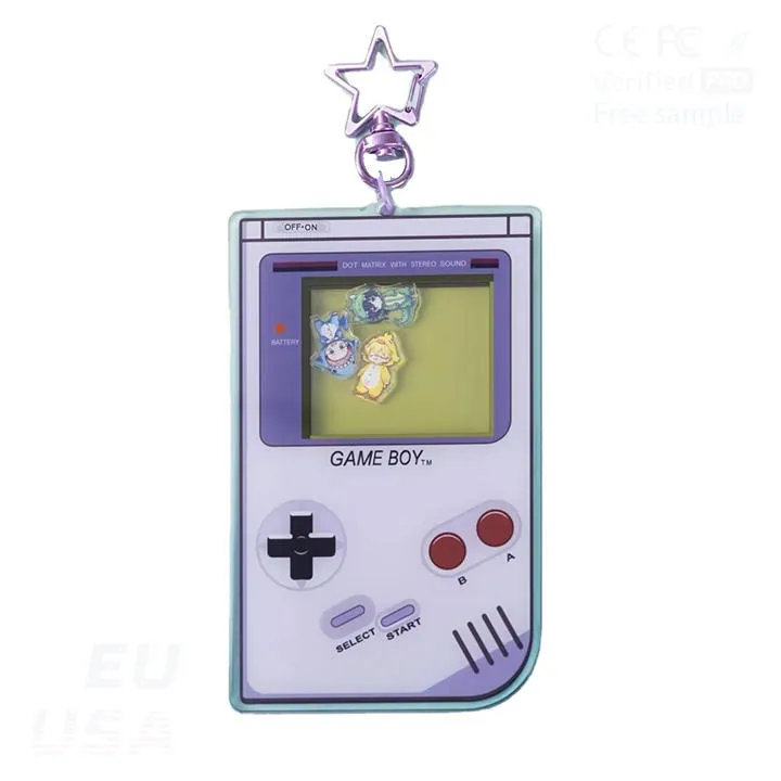 Custom Shaker Keychain custom acrylic keychain retro handheld game console design transparent key holder