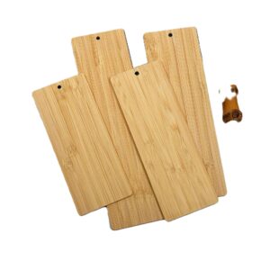 custom bamboo rectangular hanging tag with hole for string and natural wood finish