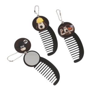 compact foldable comb keychain with mirror for convenient on the go styling