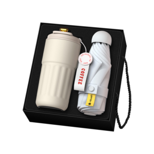 custom branded gift set with tumbler umbrella and promotional accessories for clients
