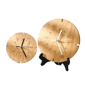 custom bamboo analog clock with engraved dial suitable for home and corporate gifts