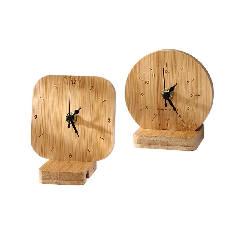 Bamboo Table Clock with Custom Logo custom bamboo table clock with minimalist design ideal for corporate gifts and branding