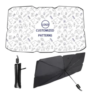 custom printed car sunshade foldable windshield umbrella shade with logo branding