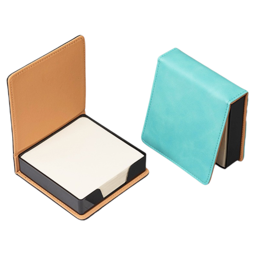 custom leather sticky note box with removable memo pad for branding use