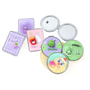 custom mini mirror keychain with printed design for corporate gifts and souvenirs