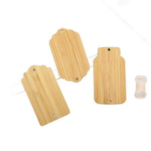 custom wooden hanging tag made of bamboo for packaging decoration and branding